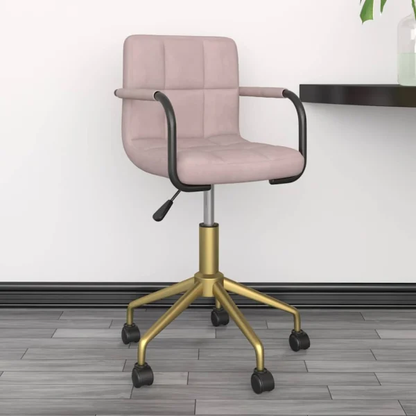 Chaise pivotante de bureau 48 x 47 x 86,5 cm rose velours – vue d’ensemble