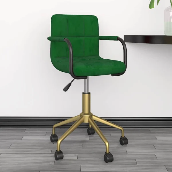 Chaise pivotante de bureau 48 x 47 x 86,5 cm vert foncé velours – vue d’ensemble