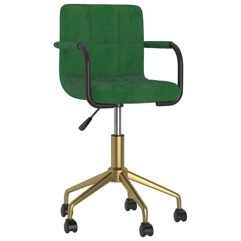 Chaise pivotante de bureau 48 x 47 x 86,5 cm vert foncé velours – vue de face