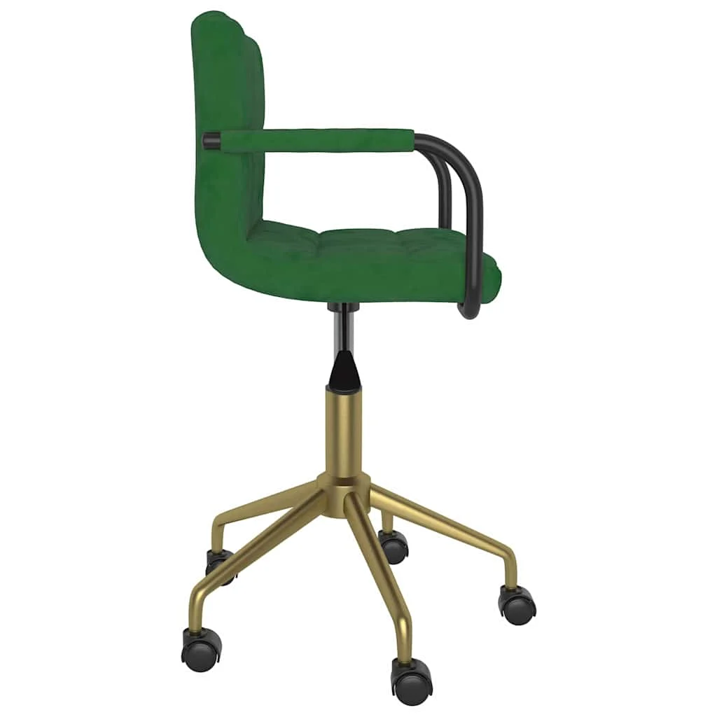 Chaise pivotante de bureau 48 x 47 x 86,5 cm vert foncé velours – vue de détail