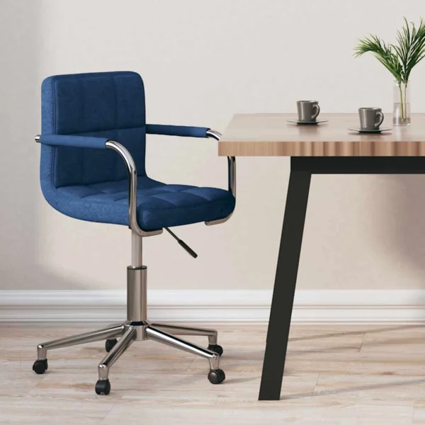 Chaise pivotante de bureau 48 x 47 x 86 cm bleu tissu – vue d’ensemble