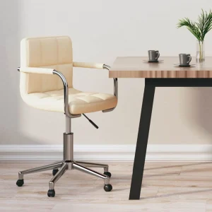 Chaise pivotante de bureau 48 x 47 x 86 cm crème tissu – vue d’ensemble