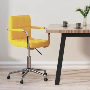 Chaise pivotante de bureau 48 x 47 x 86 cm jaune moutarde tissu – vue d’ensemble
