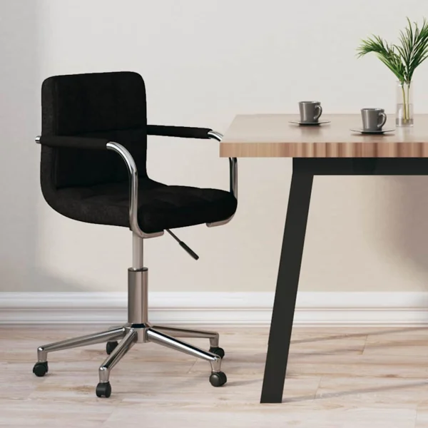 Chaise pivotante de bureau 48 x 47 x 86 cm noir tissu – vue d’ensemble