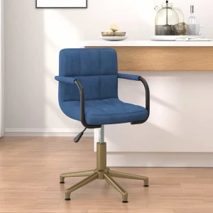 Chaise pivotante de bureau 48 x 47 x 88,5 cm bleu velours – vue d’ensemble