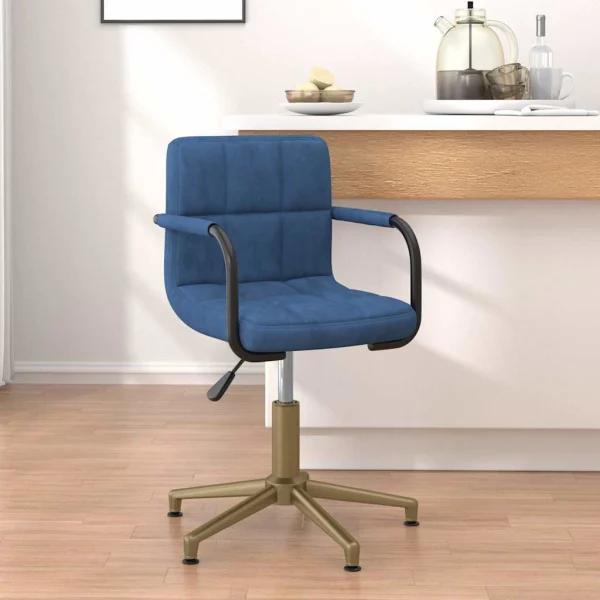 Chaise pivotante de bureau 48 x 47 x 88,5 cm bleu velours – vue d’ensemble
