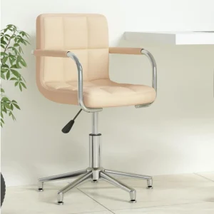 Chaise pivotante de bureau 48 x 47 x 88,5 cm crème tissu – vue d’ensemble