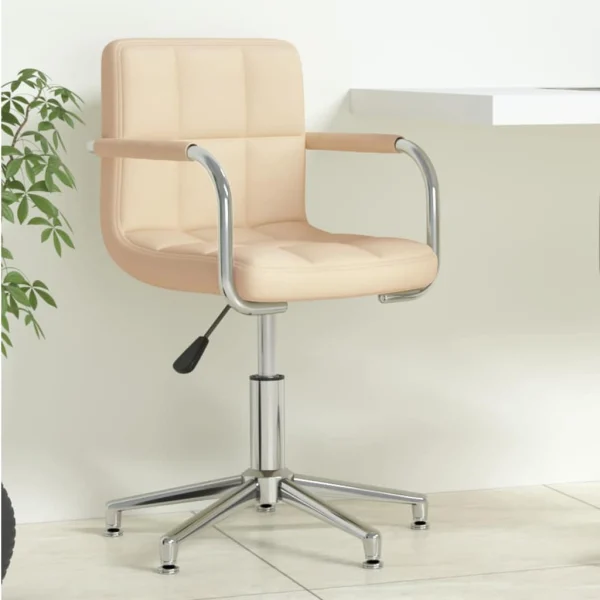 Chaise pivotante de bureau 48 x 47 x 88,5 cm crème tissu – vue d’ensemble