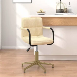 Chaise pivotante de bureau 48 x 47 x 88,5 cm crème velours – vue d’ensemble