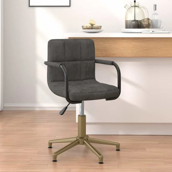 Chaise pivotante de bureau 48 x 47 x 88,5 cm gris foncé velours – vue d’ensemble