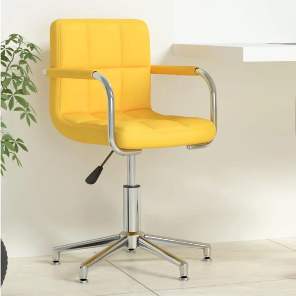 Chaise pivotante de bureau 48 x 47 x 88,5 cm jaune moutarde tissu – vue d’ensemble