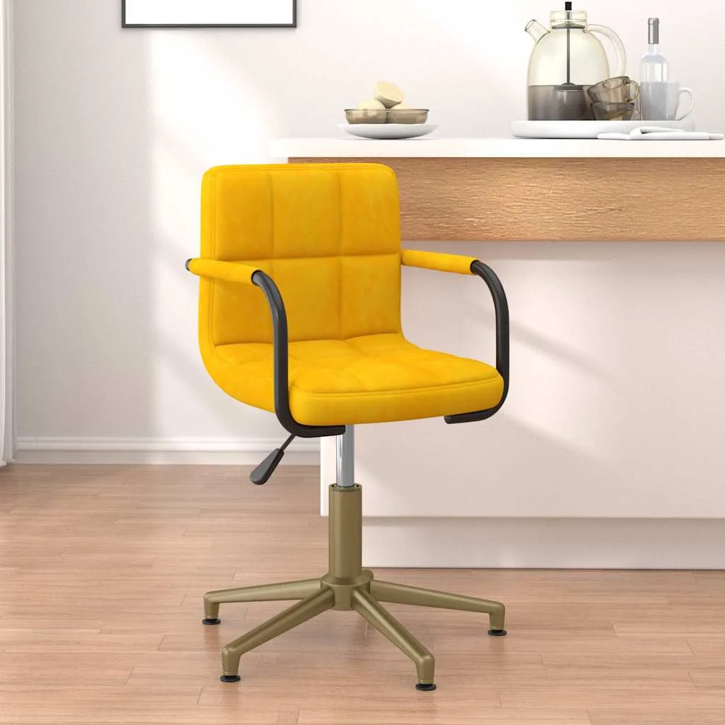 Chaise pivotante de bureau 48 x 47 x 88,5 cm jaune moutarde velours – vue d’ensemble
