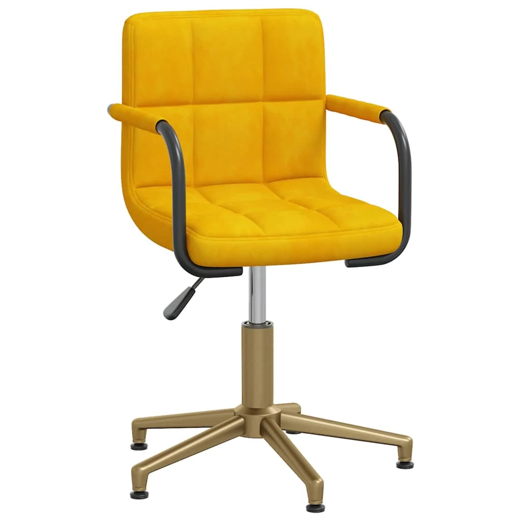 Chaise pivotante de bureau 48 x 47 x 88,5 cm jaune moutarde velours – vue de face