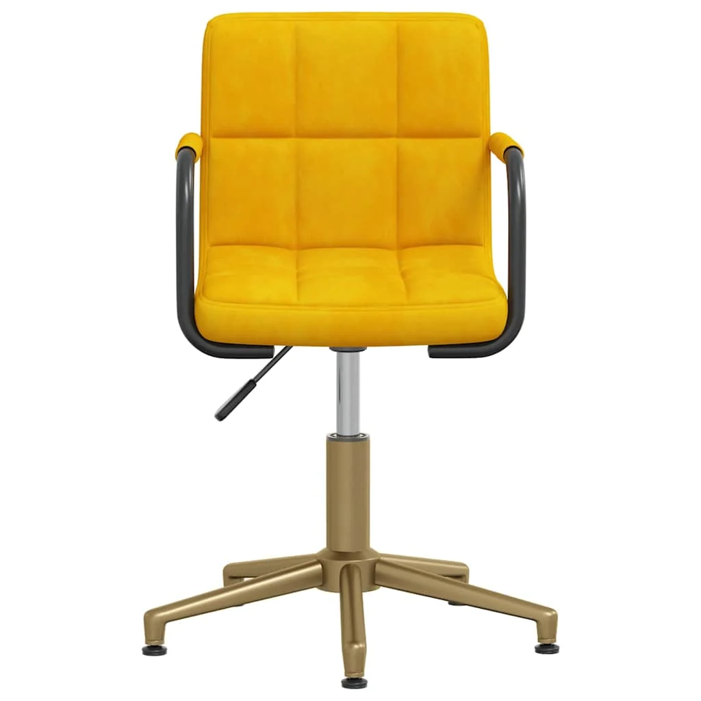 Chaise pivotante de bureau 48 x 47 x 88,5 cm jaune moutarde velours – vue de côté