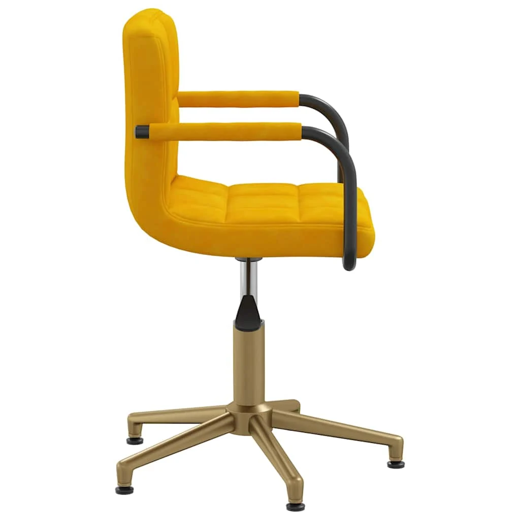 Chaise pivotante de bureau 48 x 47 x 88,5 cm jaune moutarde velours – vue de détail