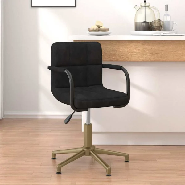 Chaise pivotante de bureau 48 x 47 x 88,5 cm noir velours – vue d’ensemble
