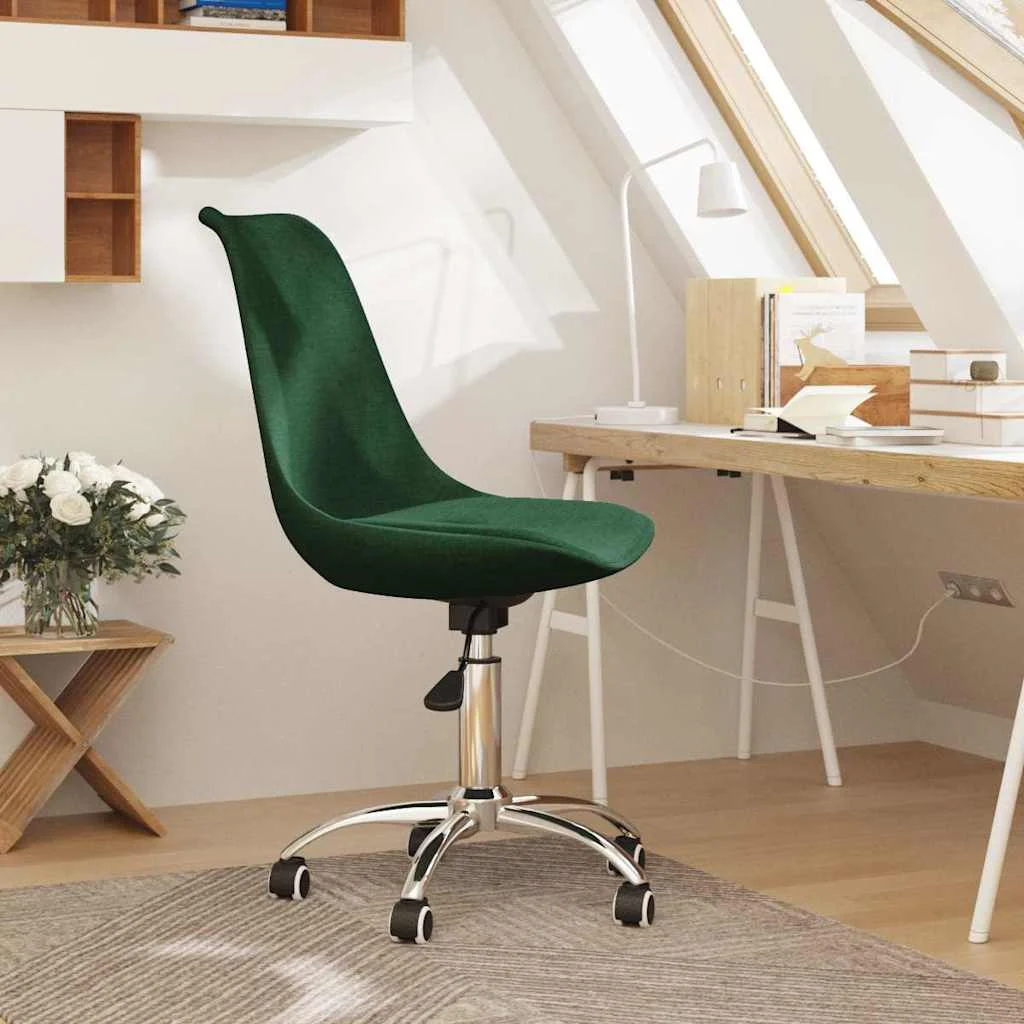 Chaise pivotante de bureau 48 x 58 x 93 cm vert foncé tissu – vue d’ensemble