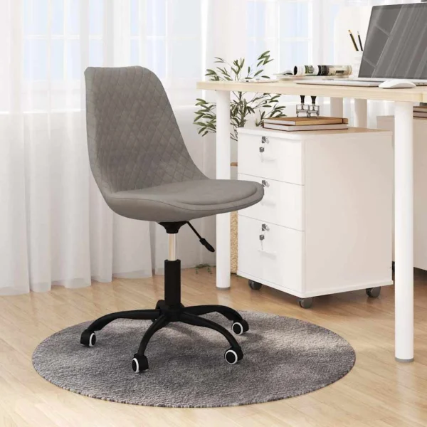 Chaise pivotante de bureau 49 x 51,5 x 93 cm gris clair tissu – vue d’ensemble