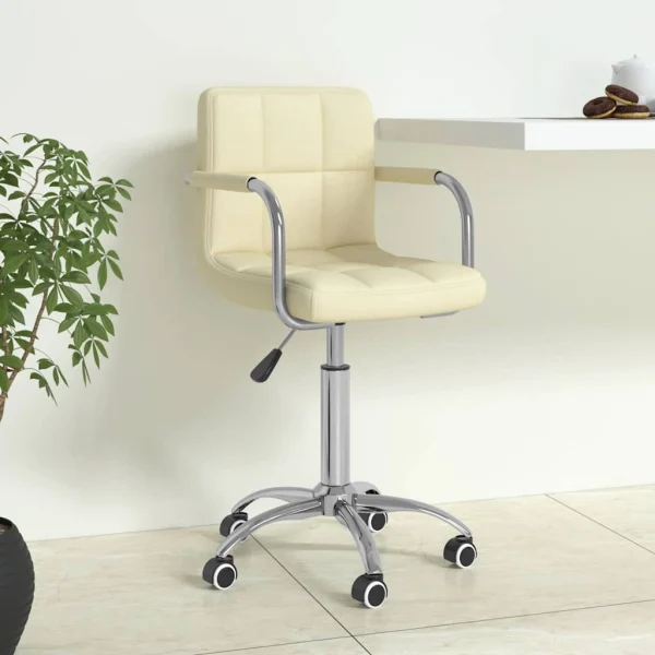 Chaise pivotante de bureau 50 x 47 x 86 cm crème tissu – vue d’ensemble