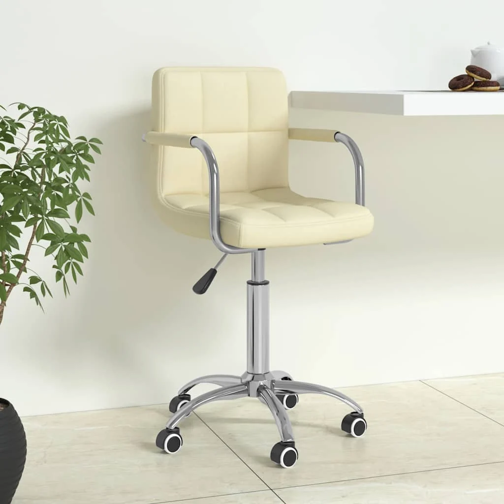 Chaise pivotante de bureau 50 x 47 x 86 cm crème tissu – vue d’ensemble