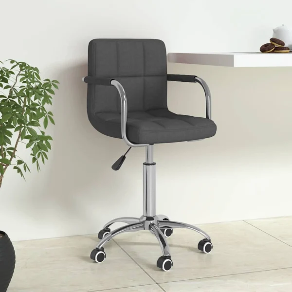 Chaise pivotante de bureau 50 x 47 x 86 cm gris foncé tissu – vue d’ensemble