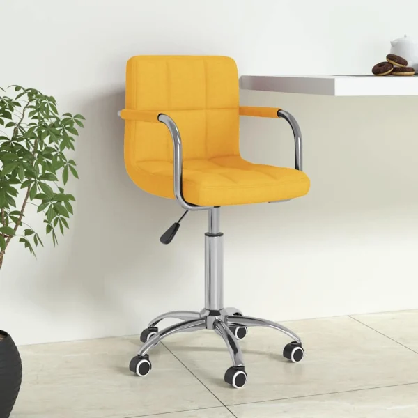 Chaise pivotante de bureau 50 x 47 x 86 cm jaune moutarde tissu – vue d’ensemble