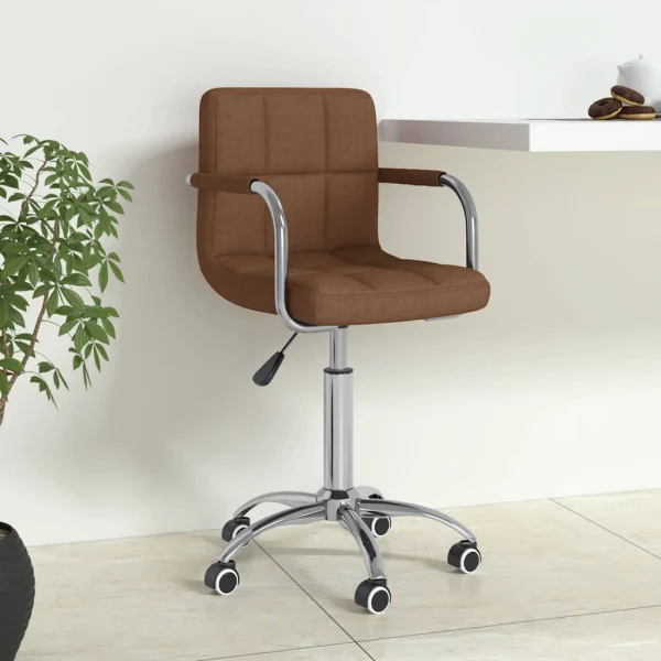 Chaise pivotante de bureau 50 x 47 x 86 cm marron tissu – vue d’ensemble