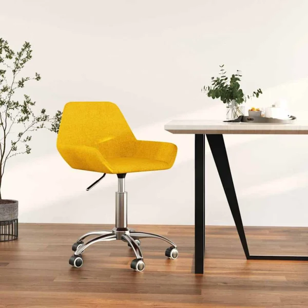 Chaise pivotante de bureau 50 x 51 x 86 cm jaune moutarde tissu – vue d’ensemble