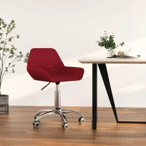 Chaise pivotante de bureau 50 x 51 x 86 cm rouge bordeaux tissu – vue d’ensemble