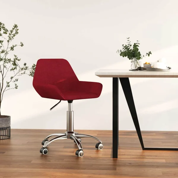 Chaise pivotante de bureau 50 x 51 x 86 cm rouge bordeaux tissu – vue d’ensemble