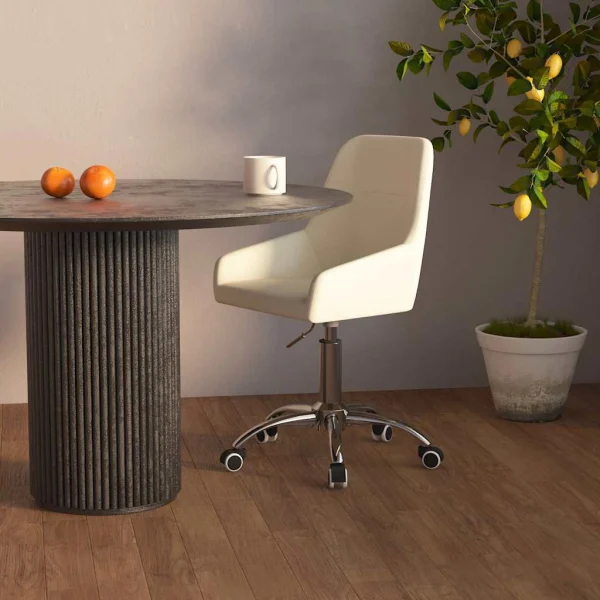Chaise pivotante de bureau 50 x 51 x 87 cm crème tissu – vue d’ensemble