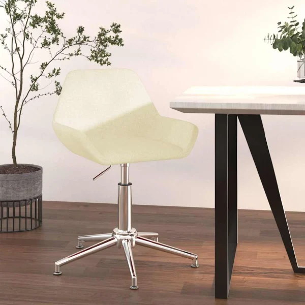 Chaise pivotante de bureau 50 x 51 x 90 cm crème tissu – vue d’ensemble