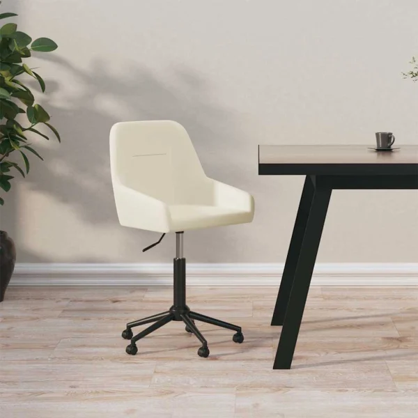 Chaise pivotante de bureau 50 x 51 x 90 cm crème velours – vue d’ensemble