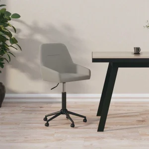 Chaise pivotante de bureau 50 x 51 x 90 cm gris clair velours – vue d’ensemble
