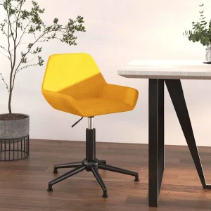 Chaise pivotante de bureau 50 x 51 x 90 cm jaune moutarde velours – vue d’ensemble