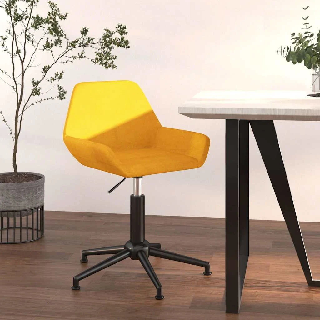 Chaise pivotante de bureau 50 x 51 x 90 cm jaune moutarde velours – vue d’ensemble