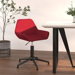 Chaise pivotante de bureau 50 x 51 x 90 cm rouge bordeaux velours – vue d’ensemble