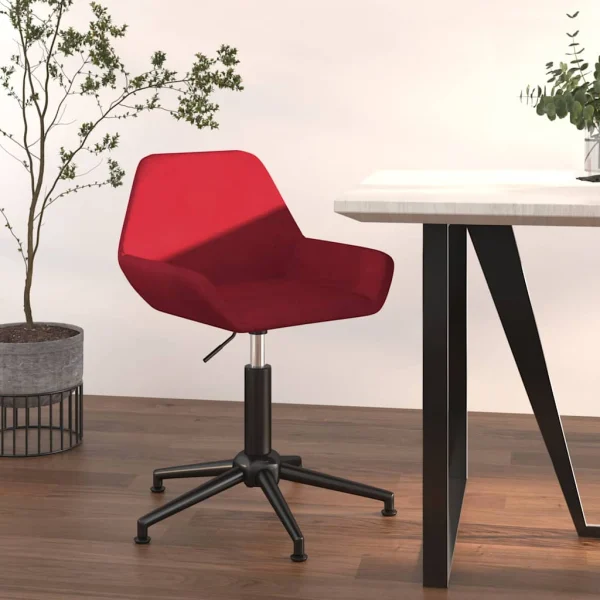 Chaise pivotante de bureau 50 x 51 x 90 cm rouge bordeaux velours – vue d’ensemble