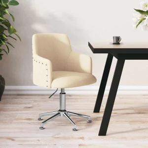 Chaise pivotante de bureau 50 x 51 x 93 cm crème tissu – vue d’ensemble
