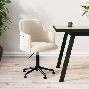 Chaise pivotante de bureau 50 x 51 x 93 cm crème velours – vue d’ensemble