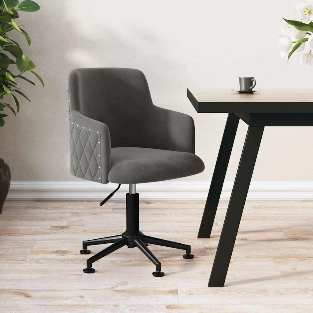 Chaise pivotante de bureau 50 x 51 x 93 cm gris foncé velours – vue d’ensemble