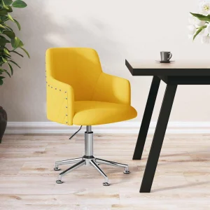 Chaise pivotante de bureau 50 x 51 x 93 cm jaune moutarde tissu – vue d’ensemble