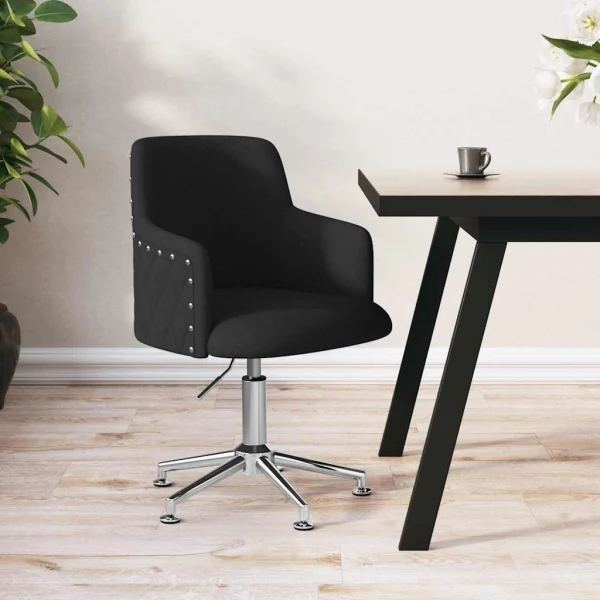 Chaise pivotante de bureau 50 x 51 x 93 cm noir tissu – vue d’ensemble
