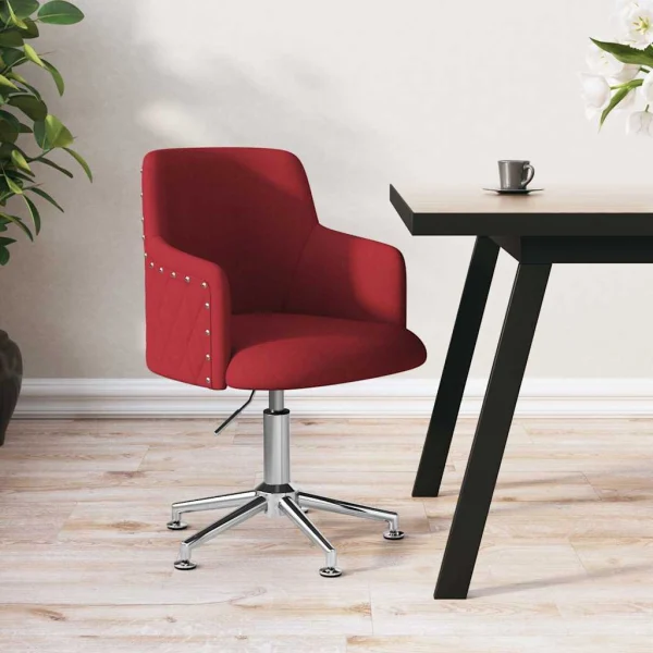 Chaise pivotante de bureau 50 x 51 x 93 cm rouge bordeaux tissu – vue d’ensemble