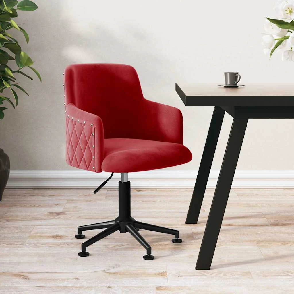 Chaise pivotante de bureau 50 x 51 x 93 cm rouge bordeaux velours – vue d’ensemble
