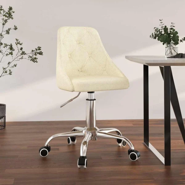 Chaise pivotante de bureau 50 x 51 x 94 cm crème tissu – vue d’ensemble