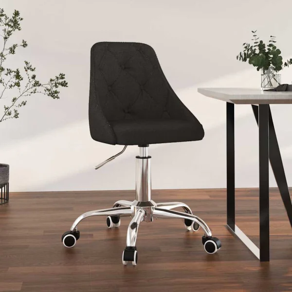 Chaise pivotante de bureau 50 x 51 x 94 cm noir tissu – vue d’ensemble