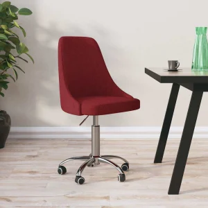Chaise pivotante de bureau 50 x 51 x 94 cm rouge bordeaux tissu – vue d’ensemble