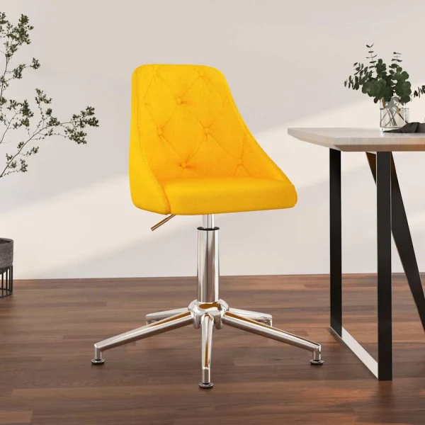 Chaise pivotante de bureau 50 x 51 x 95 cm jaune moutarde tissu – vue d’ensemble