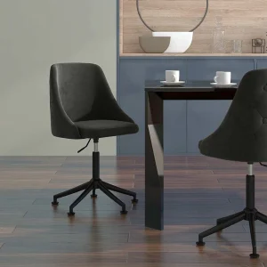 Chaise pivotante de bureau 50 x 55 x 92 cm gris foncé velours – vue d’ensemble